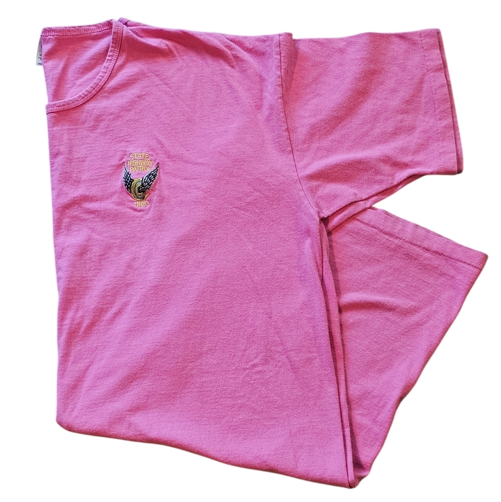 VTG 90s Anvil Single Stitch Pink Women's Ohio State Highway Patrol Nightgown Tee